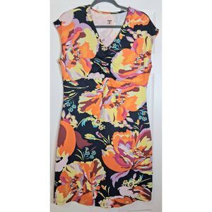 Title nine womens large orange shift dress Activewear yellow floral stretch
